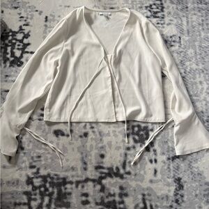 Topshop Cream Tie-Front Blouse